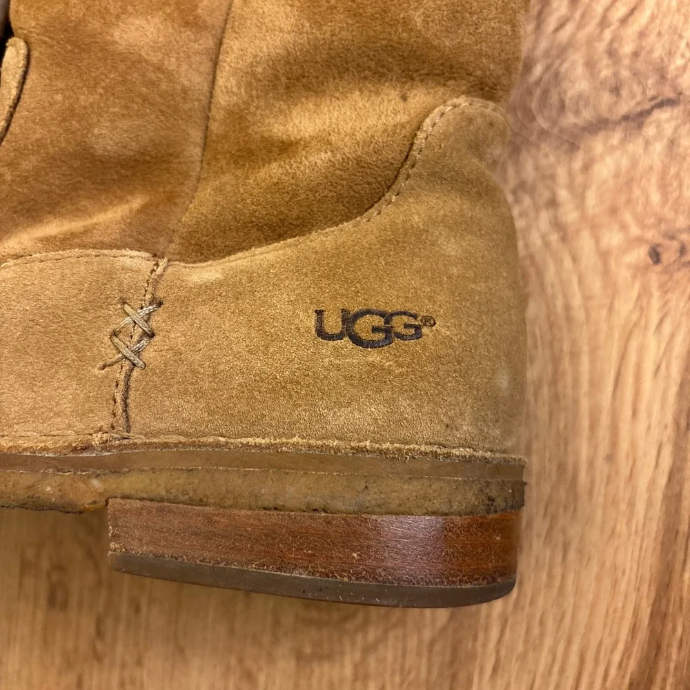 UGG Samantha Tall Boot Chestnut Tan Brown Women‎ Size 9 Foldover Knee High Suede